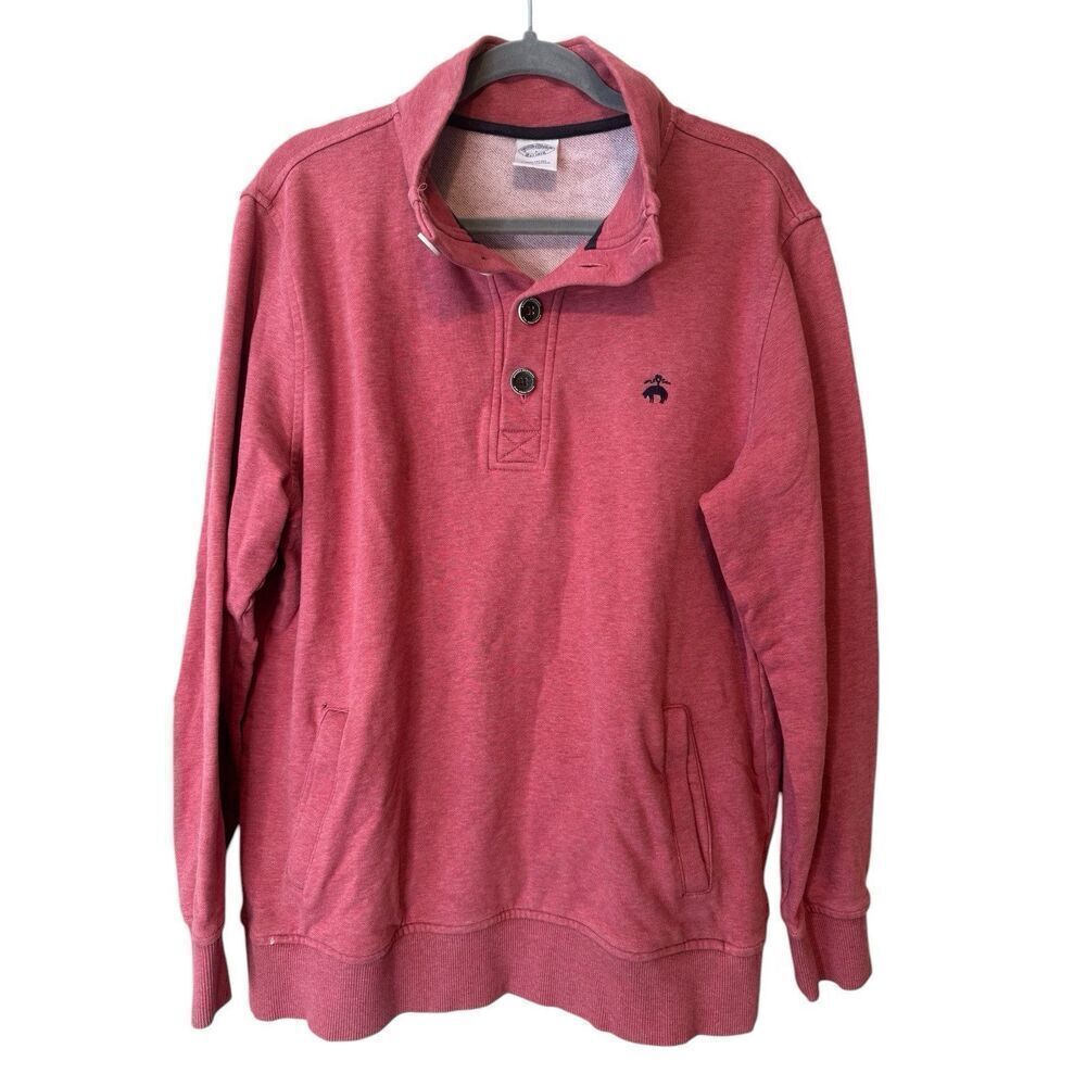Brooks Brothers Sweater Mens Large Red Pinkish Henley Pullover Casual Sheep Logo